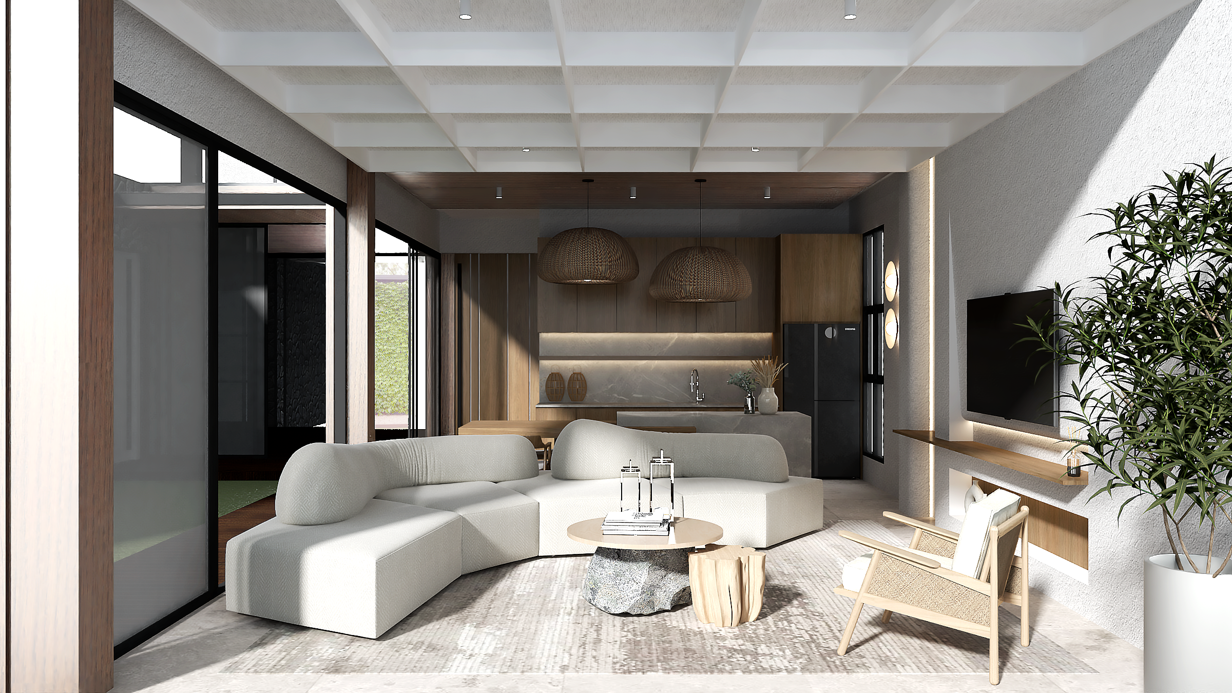 F1-Living-1 4BR Hilltop Retreat Rovana Rhea Villa