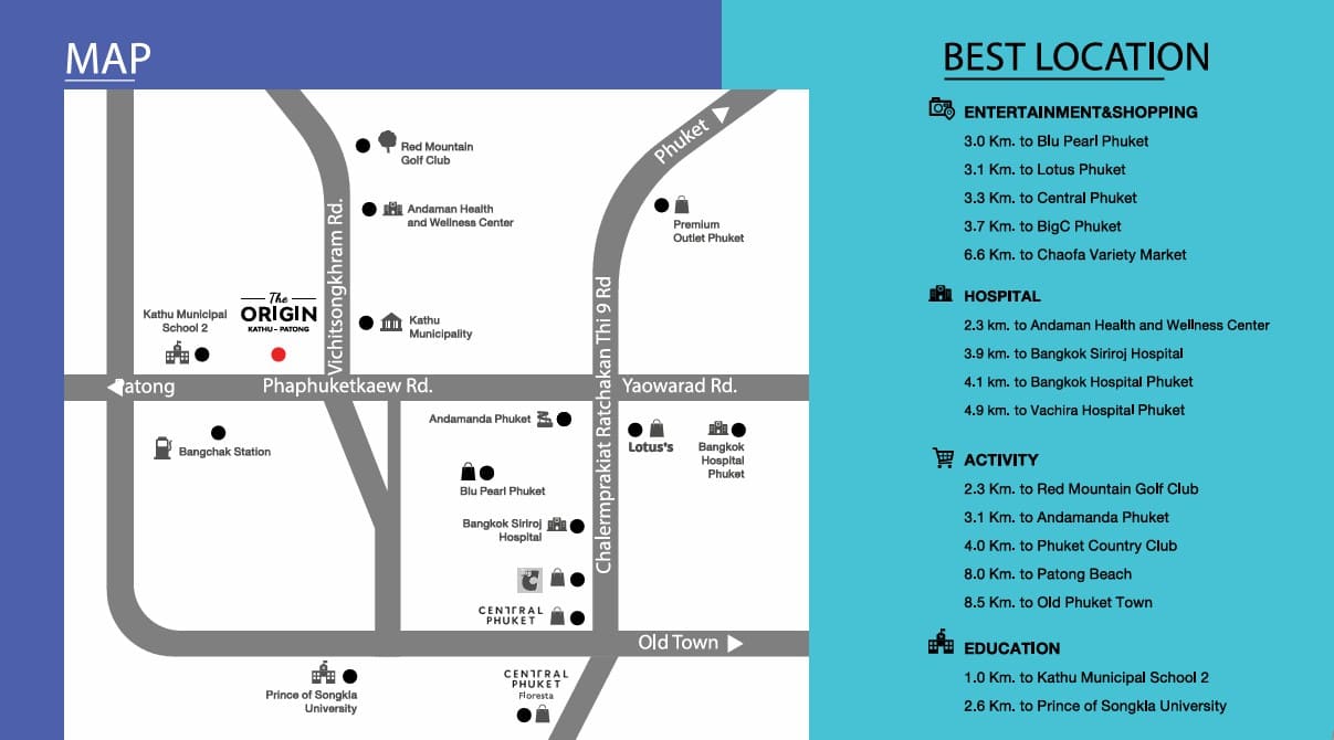 Map area location So Kathu condos 1-Bedroom Living Suite with Open-Plan Layout – Kathu, Phuket