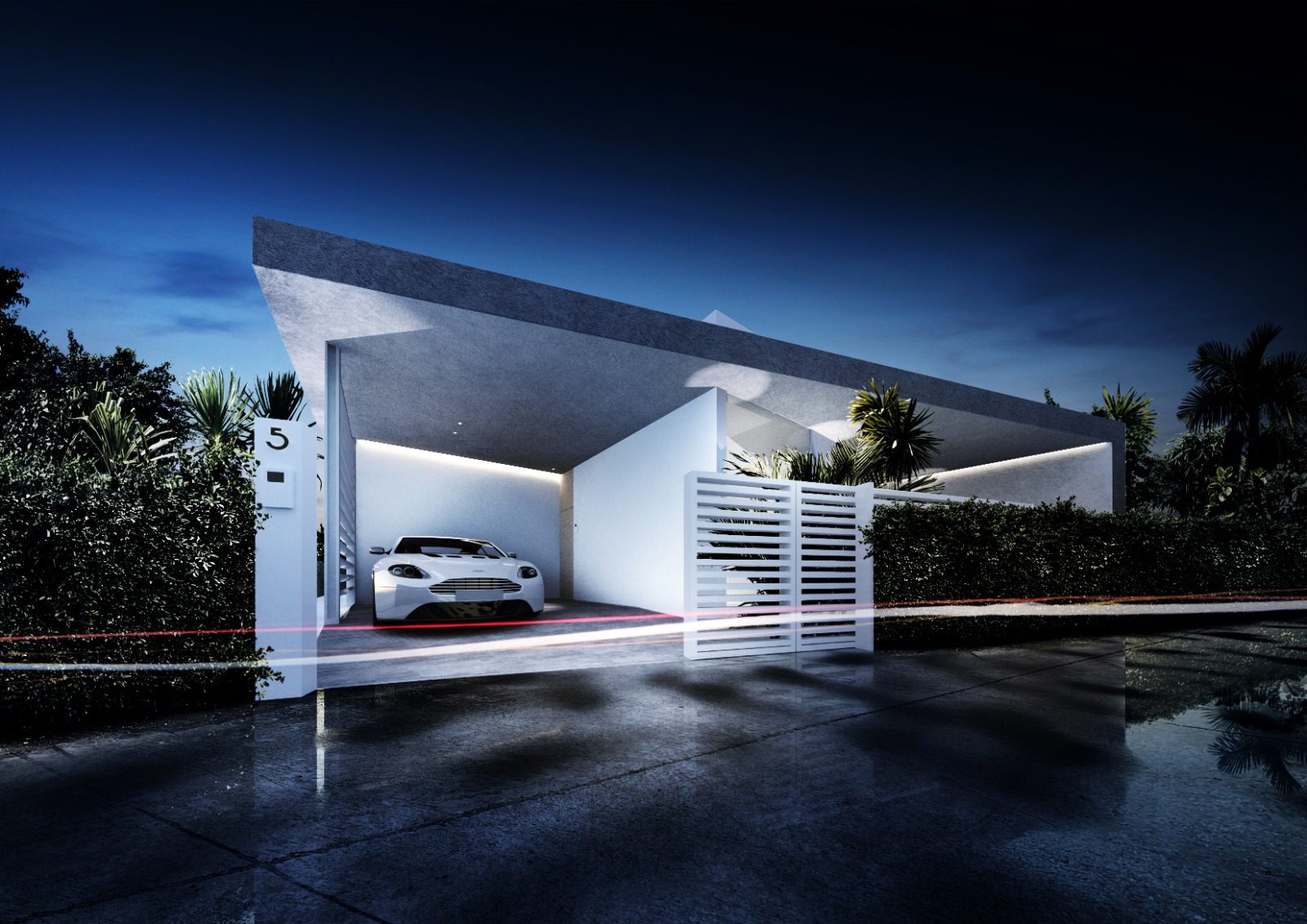 The Greens Rendering – Parking Space Night 2-Bedroom Luxurious Villa Living in Rawai, Phuket – The Greens Phase 2