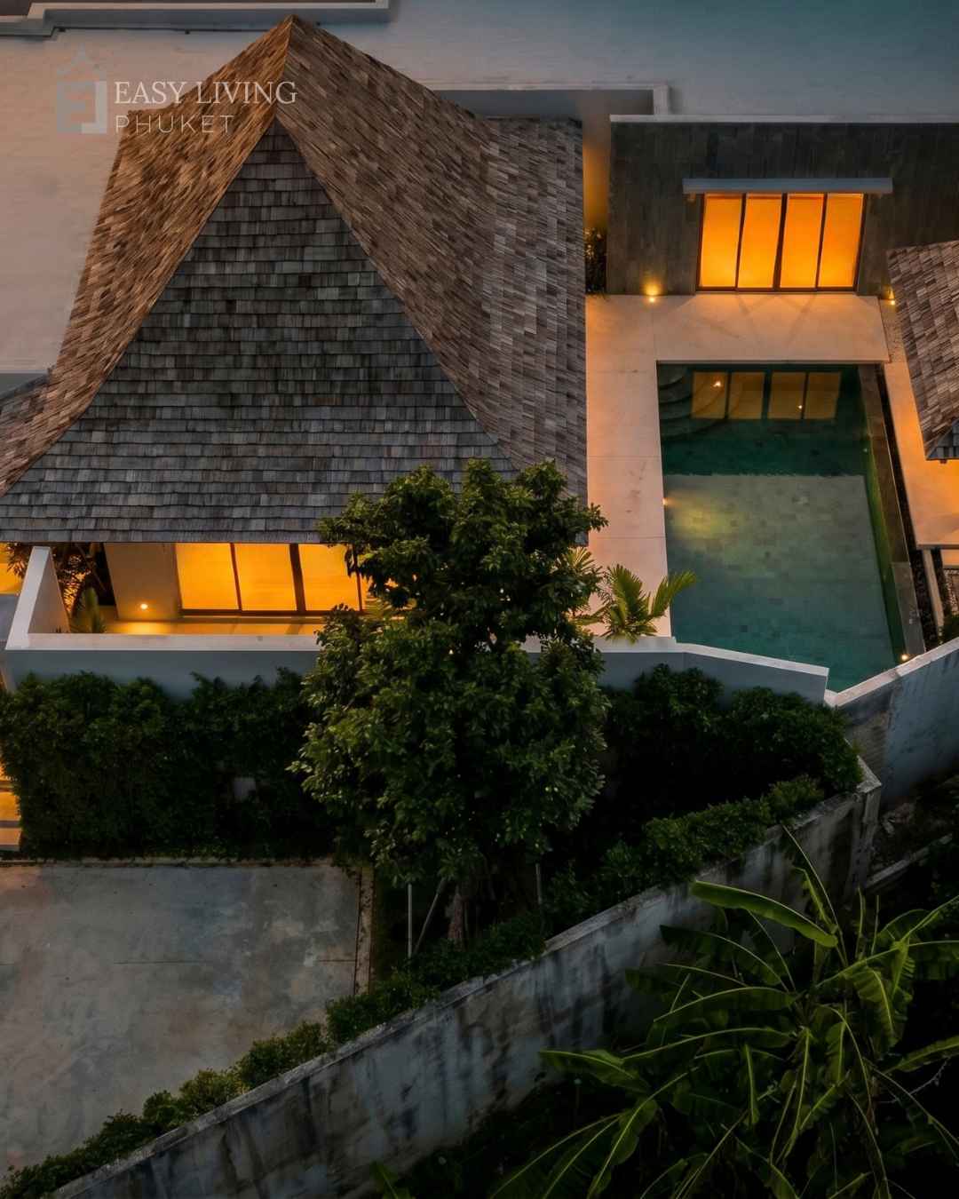 3 Bedroom Corner Pool Villa with Office in Pru Jampa, Phuket
